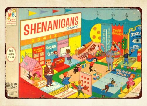 Vintage Collectibles Store - ป้ายโลหะเกมกระดานเชนาไกแนนส์ 1964 ของสะสมวินเทจสำหรับตกแต่งบ้าน