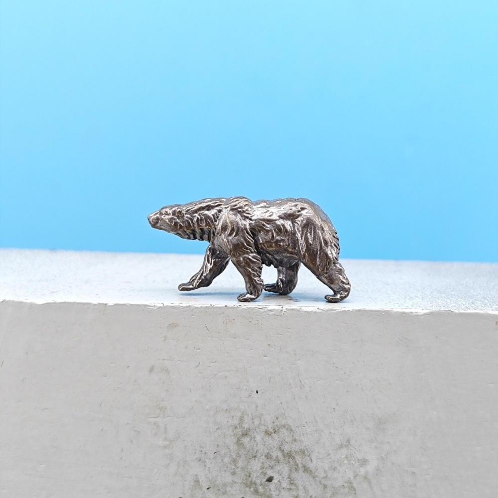 Vintage Collectible Bears - รูปปั้นหมีสีน้ำตาลทองเหลืองโบราณขนาดเล็ก ของตกแต่งต้นไม้ประดับ โมส บอนไซ โต๊ะทราย ตู้โชว์