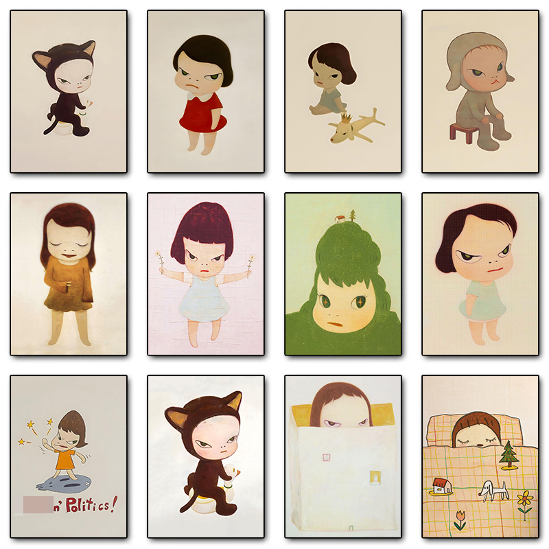 Vintage Toy Collector - 1 ชิ้น ภาพวาดบนผ้าใบไร้กรอบ โยชิโตโมะ นาระ ดรีม